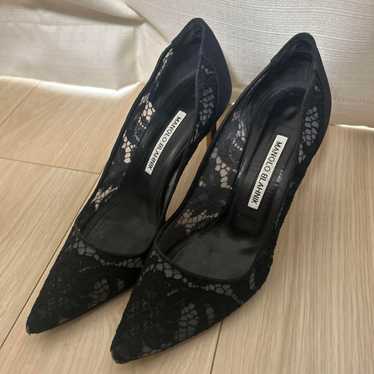 【Manolo Blahnik】Black Lace High Heel Pumps - image 1