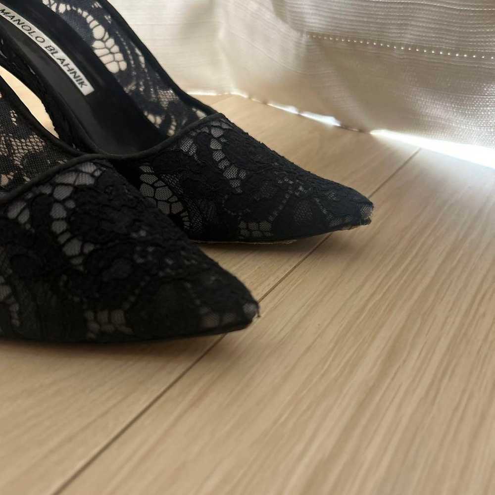 【Manolo Blahnik】Black Lace High Heel Pumps - image 3