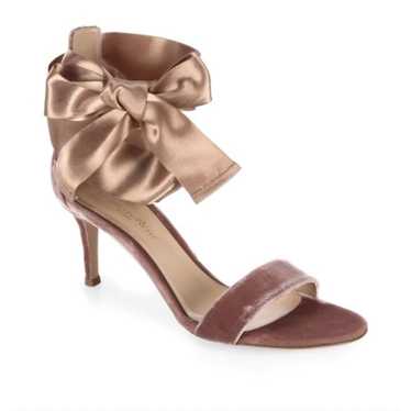 Gianvito Rossi Light Pink Velvet Heels Bow Ribbon 