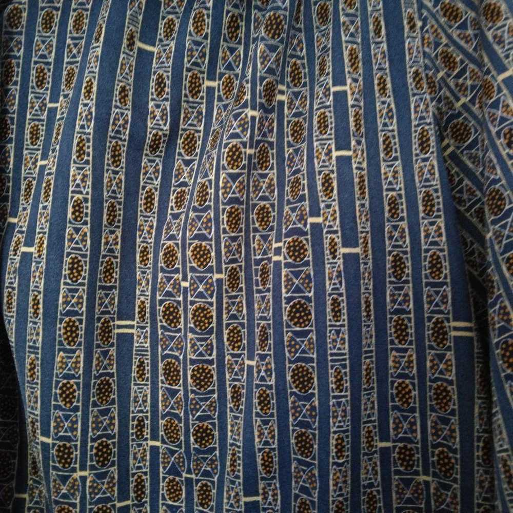 Blue patterned long-sleeve shirt, vintage, used. - image 2