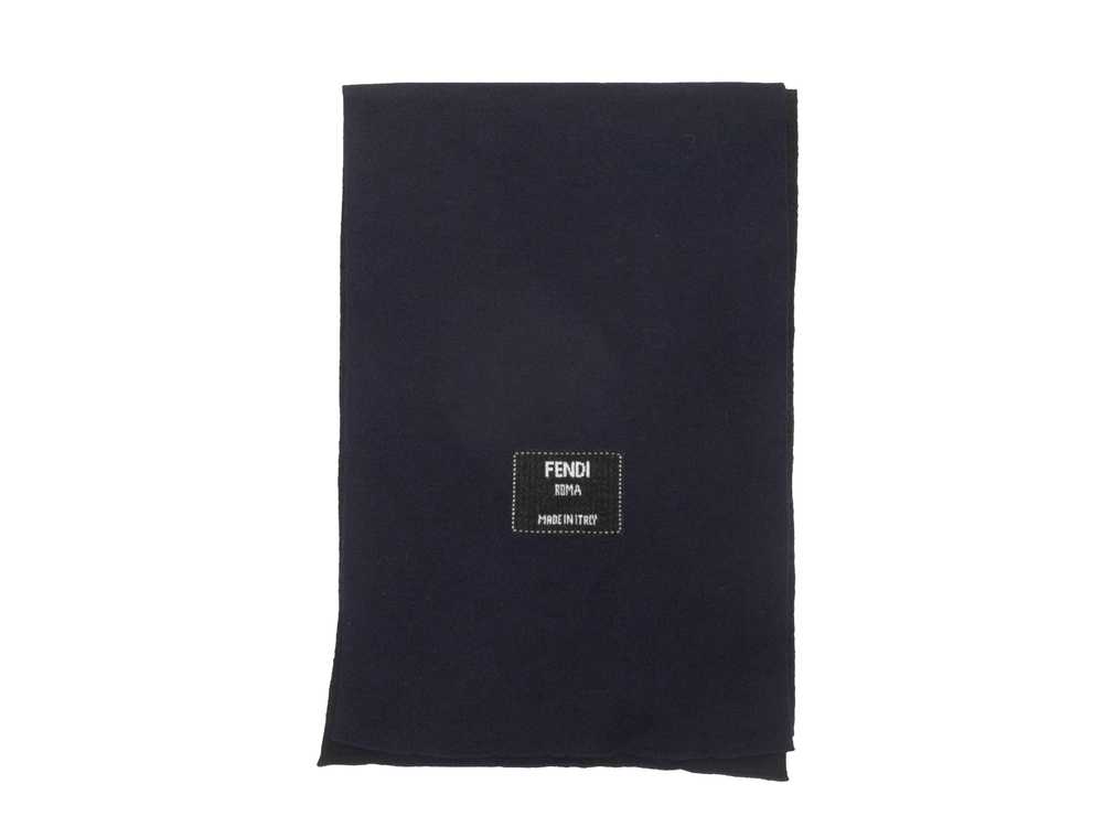 Navy & White Fendi Logo Cashmere Knit Scarf - image 1