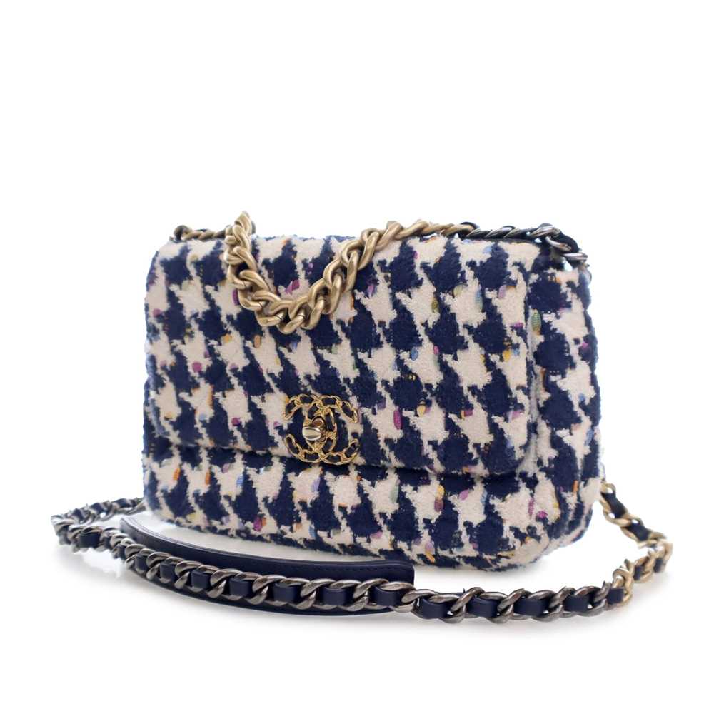 Blue Chanel Medium Houndstooth Tweed 19 Flap Bag … - image 2