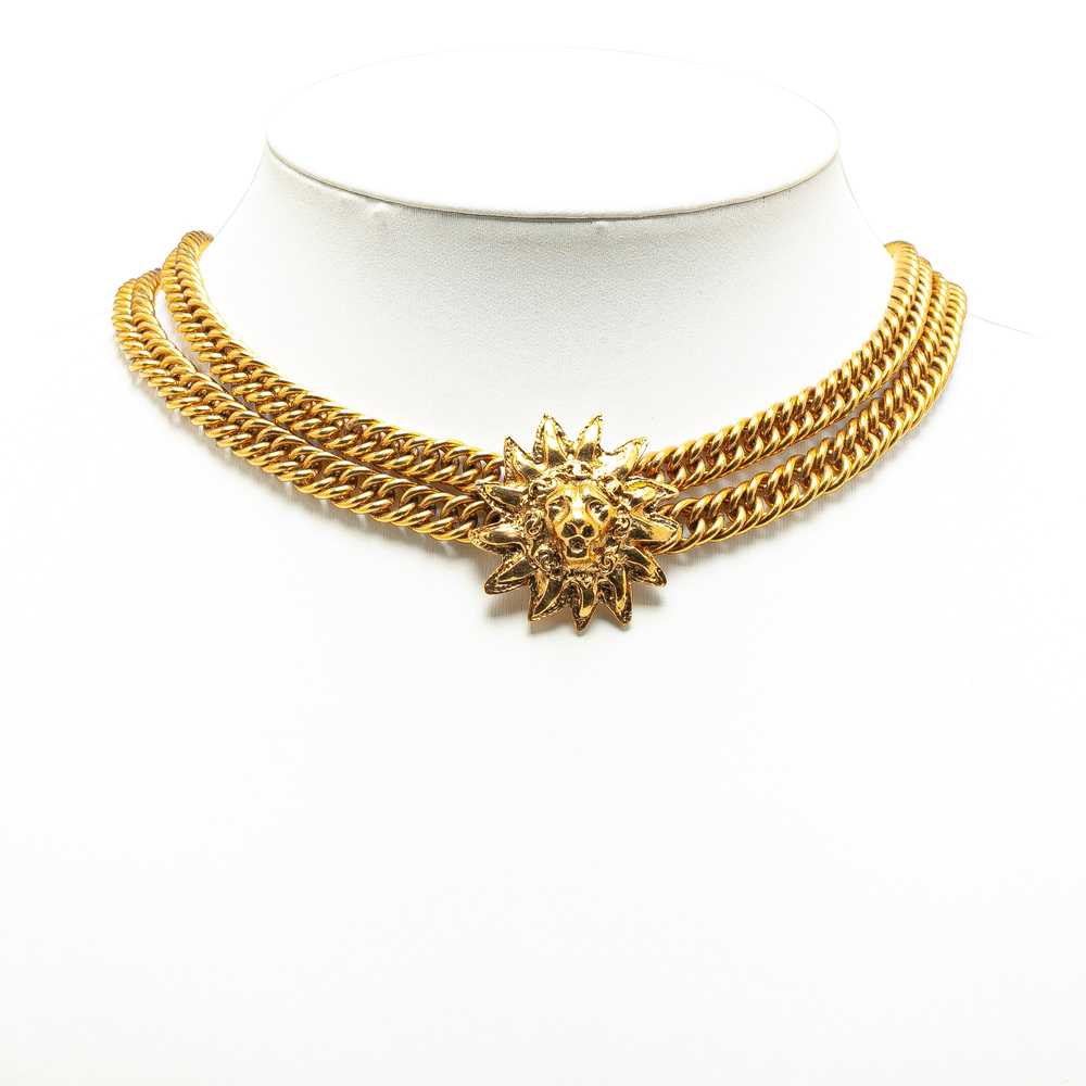 Gold Chanel Gold Plated Lion Head Choker Necklace - image 4