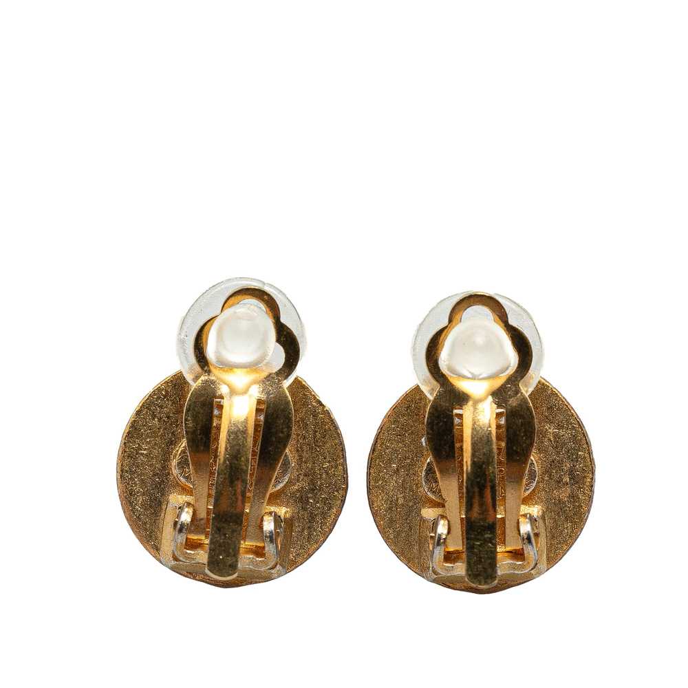 Gold Chanel Gold Plated CC Clip On Earrings - image 2