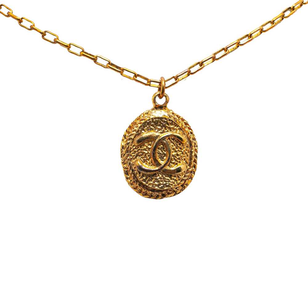 Gold Chanel Gold Plated CC Pendant Necklace - image 1