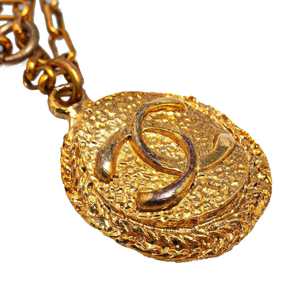 Gold Chanel Gold Plated CC Pendant Necklace - image 4