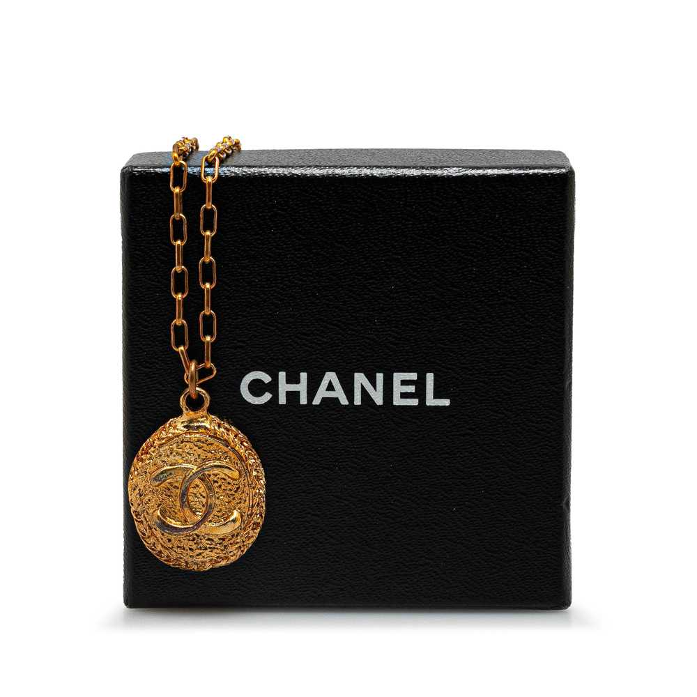 Gold Chanel Gold Plated CC Pendant Necklace - image 5