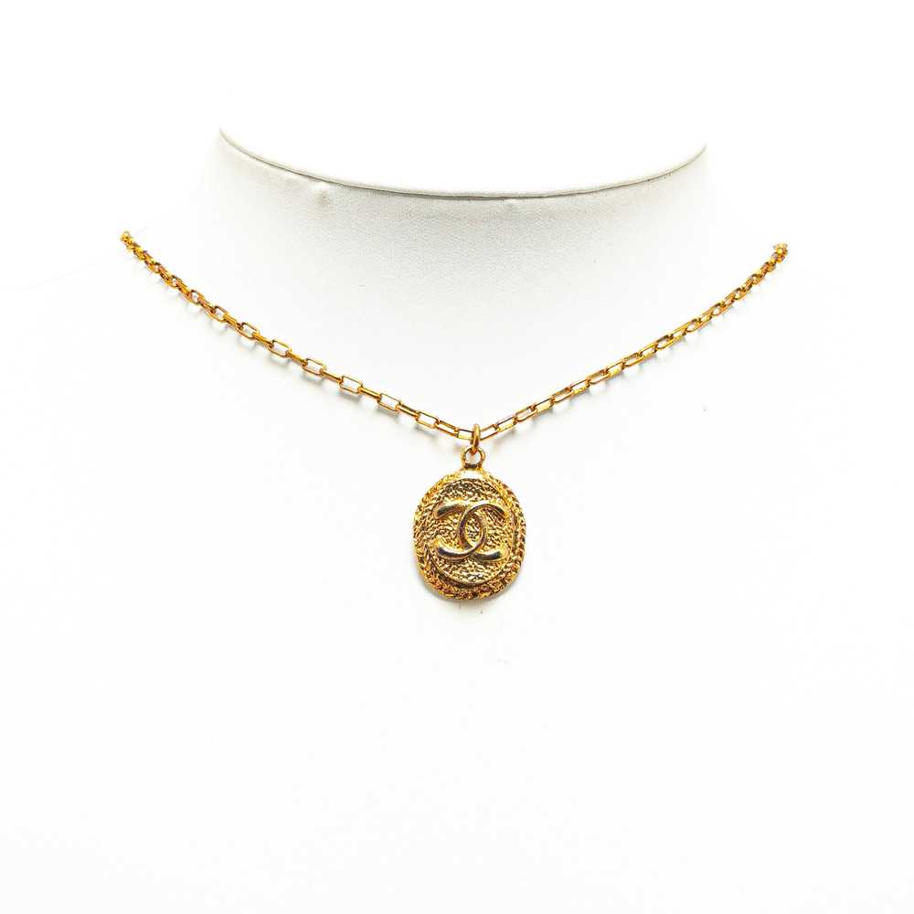 Gold Chanel Gold Plated CC Pendant Necklace - image 6