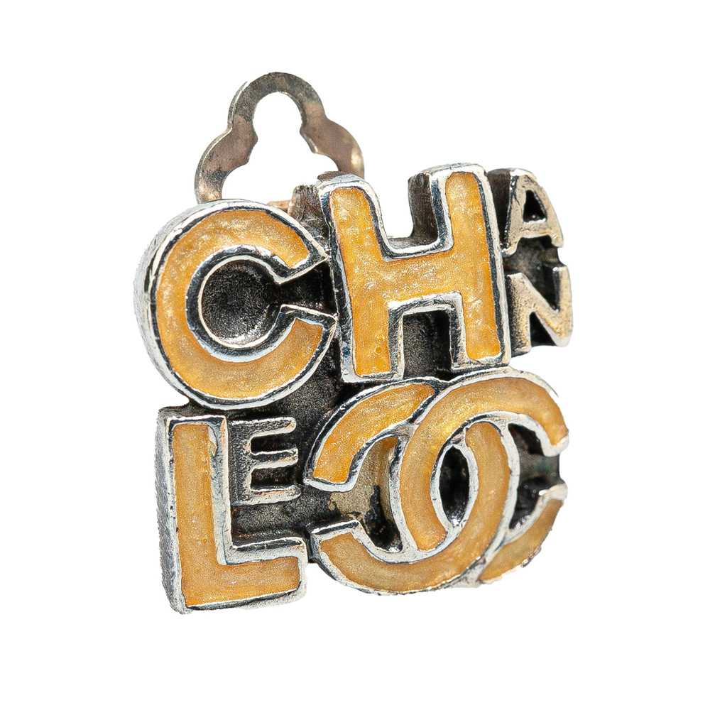 Brown Chanel Enamel Logo Clip on Earrings - image 3