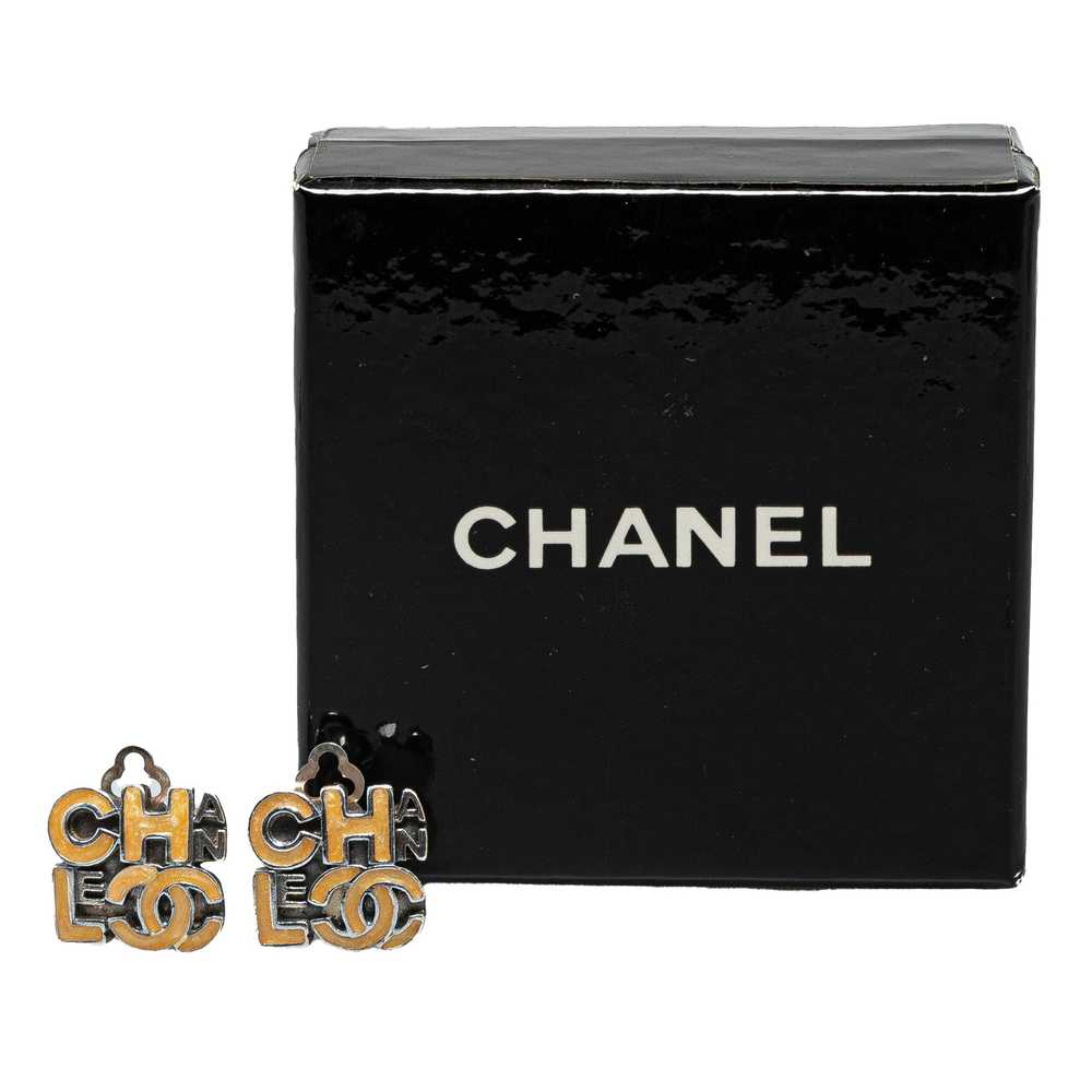 Brown Chanel Enamel Logo Clip on Earrings - image 5