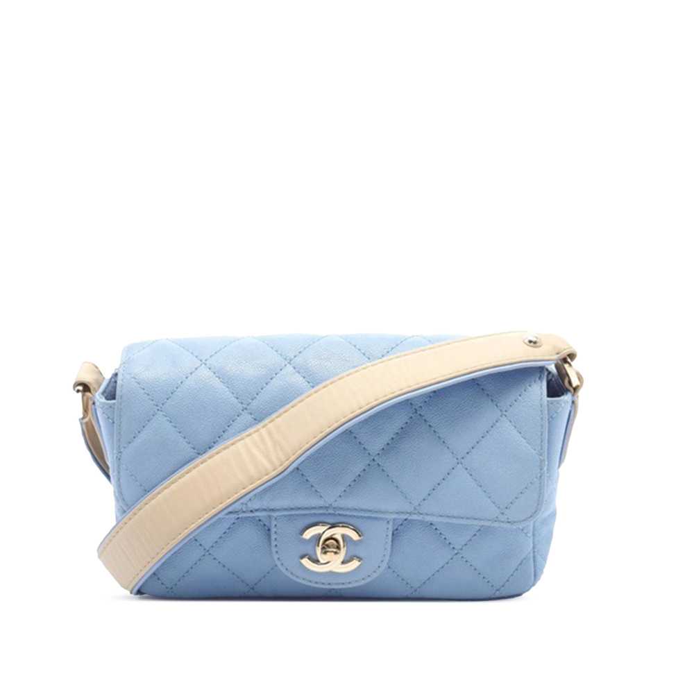 Blue Chanel CC Quilted Caviar Single Flap Crossbo… - image 1