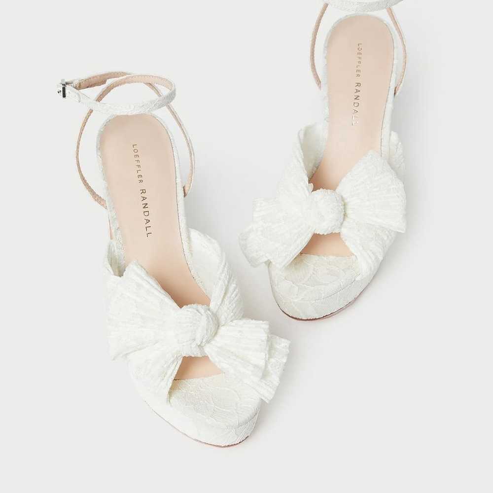 Loeffler Randall White Lace Bow Heel - image 2