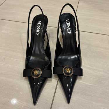 VERSACE Black Pointed Toe High Heels Size 38. - image 1