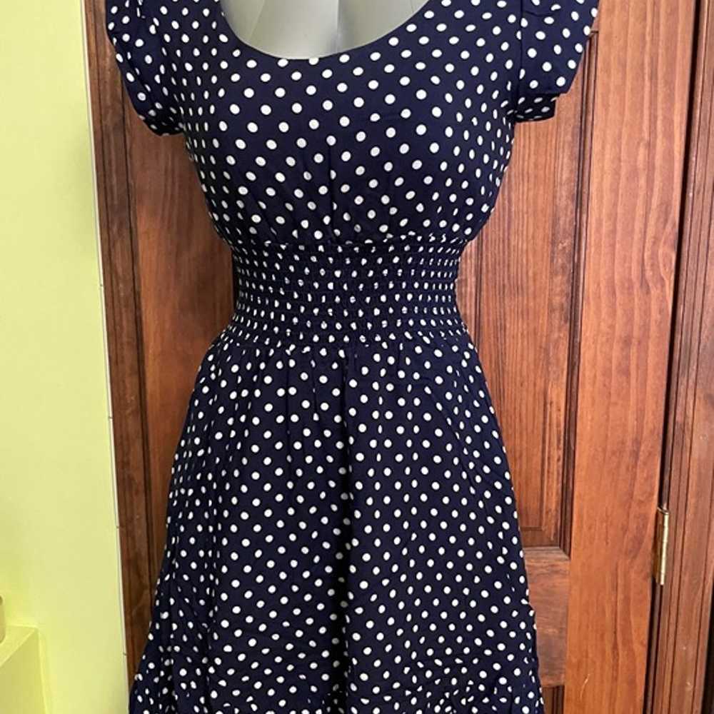 Polka dots navy blue and white women dress - image 1