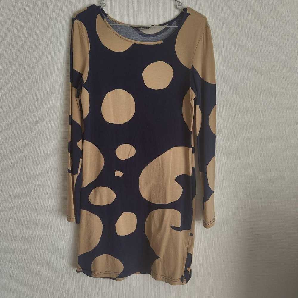 marimekko navy beige polka dot pattern long-sleev… - image 1