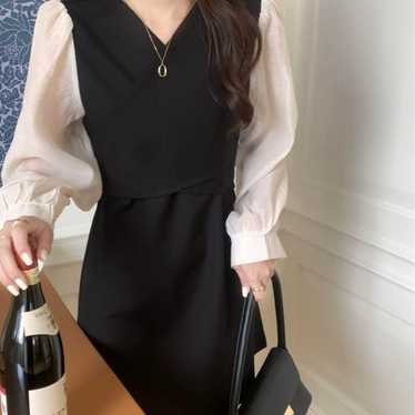 emi + Volume chiffon sleeve docking tunic dress - image 1