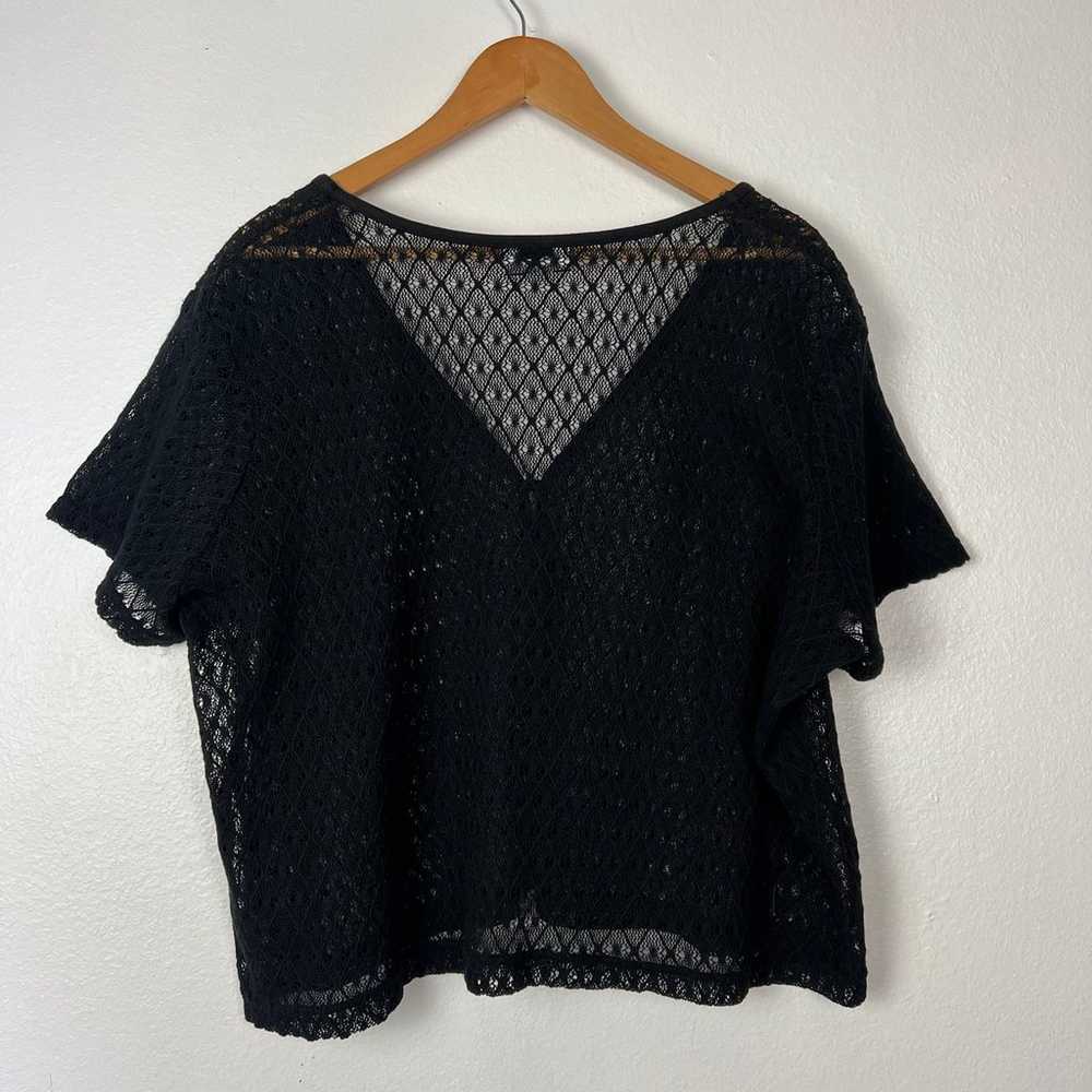 Vintage 00s Y2K Black Knit Short Sleeve Cardigan - image 4