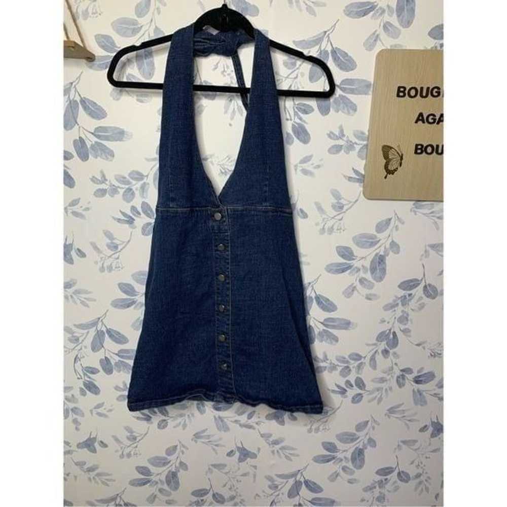 Prettylittlething Denim Halter Top Dress Size 12 - image 2