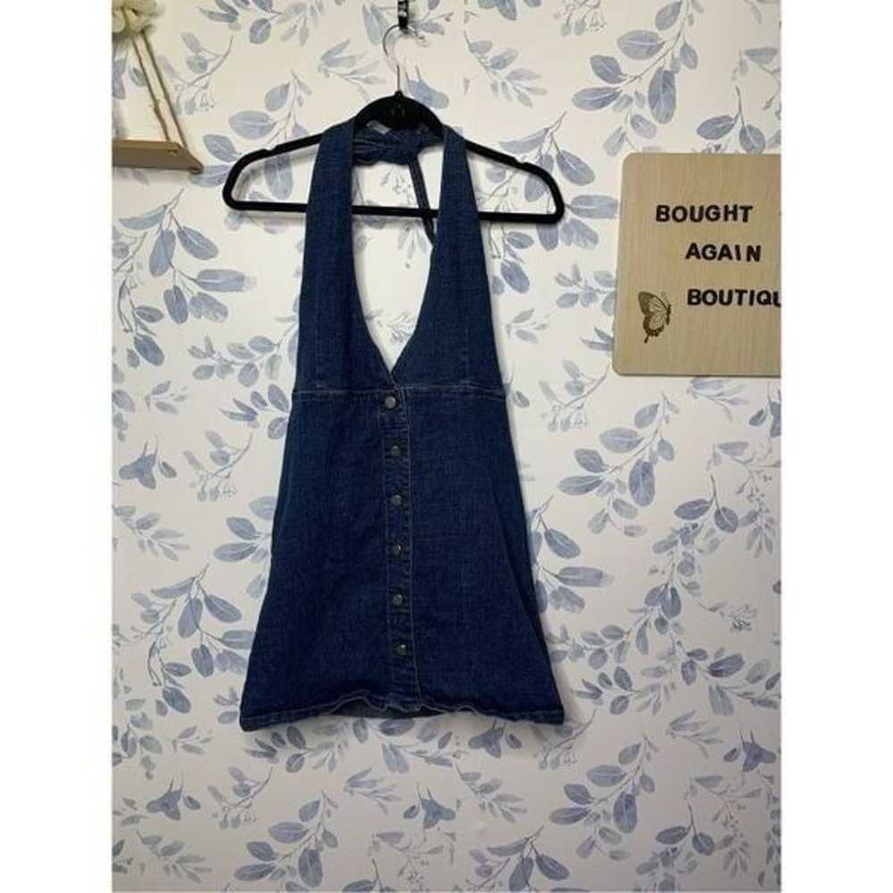 Prettylittlething Denim Halter Top Dress Size 12 - image 5