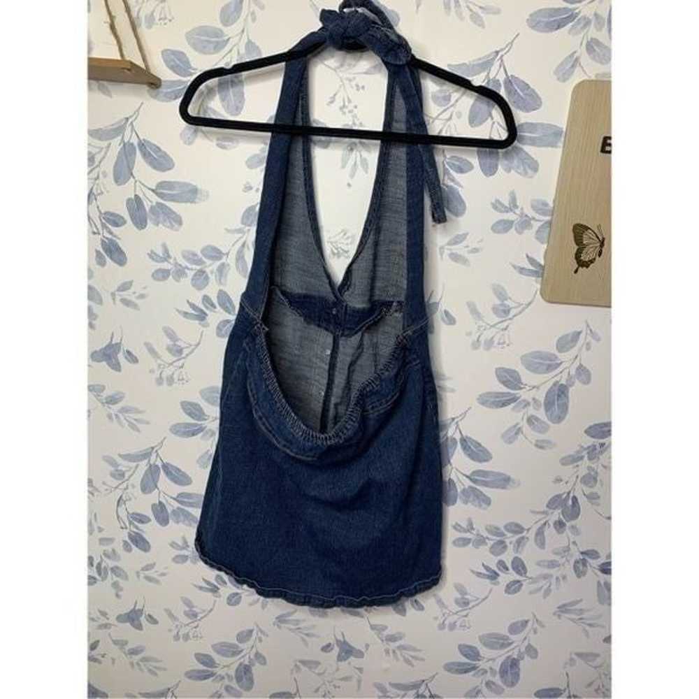 Prettylittlething Denim Halter Top Dress Size 12 - image 7