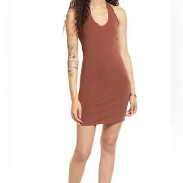 NWOT Bp Brown Halter Mini Dress Women Size Small - image 1