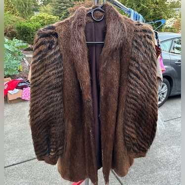 Vintage Vintage Gorgeous two-tone fur coat real f… - image 1