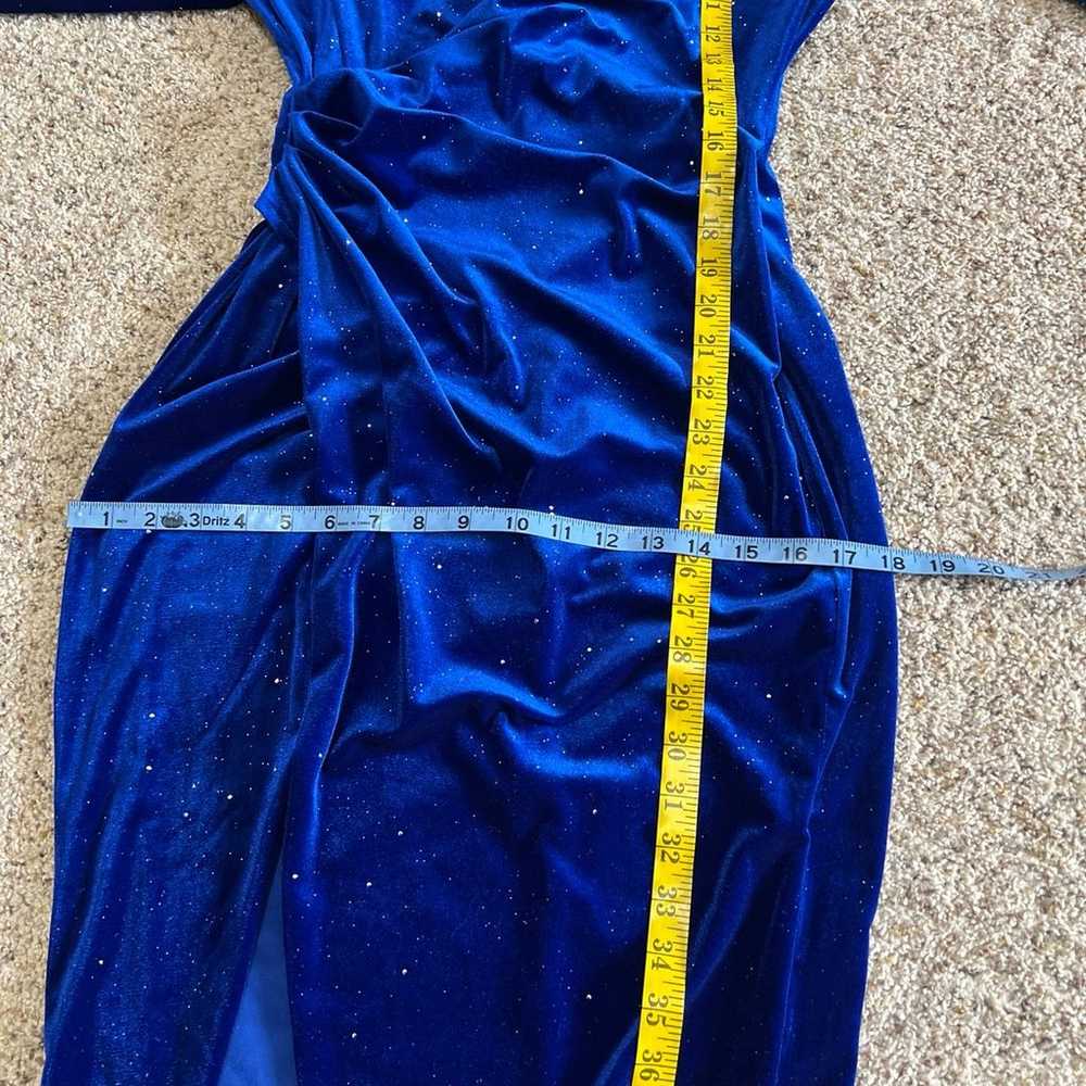 Double Crazy faux blue velvet dress in side medium - image 9