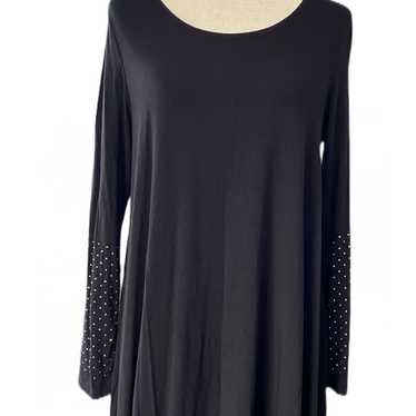 Karen Kane Embellished Sleeve Black Swing Dress S… - image 1