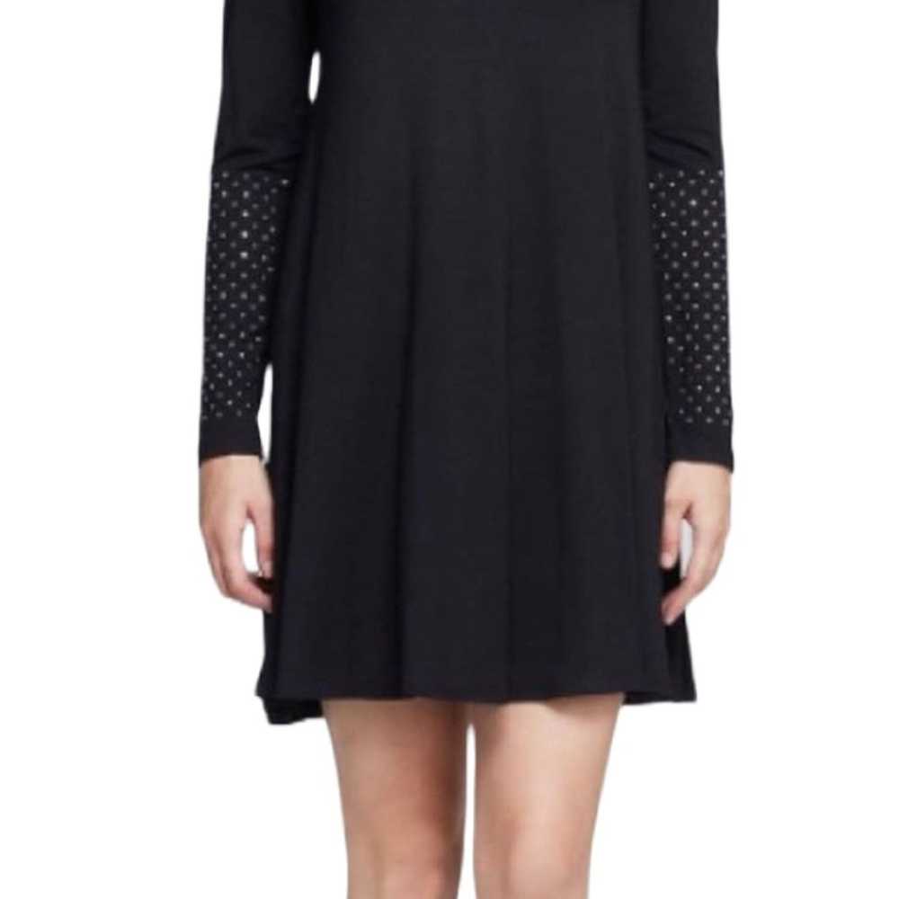 Karen Kane Embellished Sleeve Black Swing Dress S… - image 2