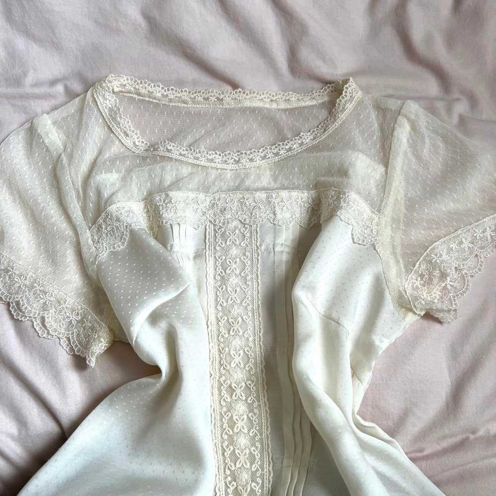 Fairy Grange Ivory Lace Half Sleeve Top - image 3