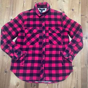 Vintage Gingham Check Boa Jacket Shirt - image 1