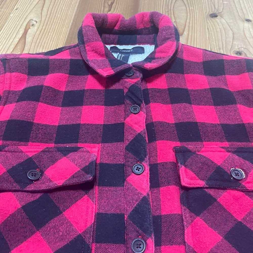 Vintage Gingham Check Boa Jacket Shirt - image 4