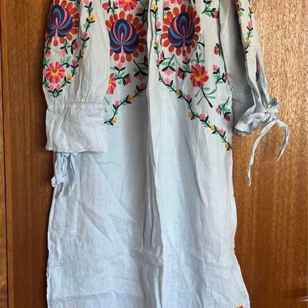 ZARA Off-Shoulder Dress with Floral Embroidery - image 1