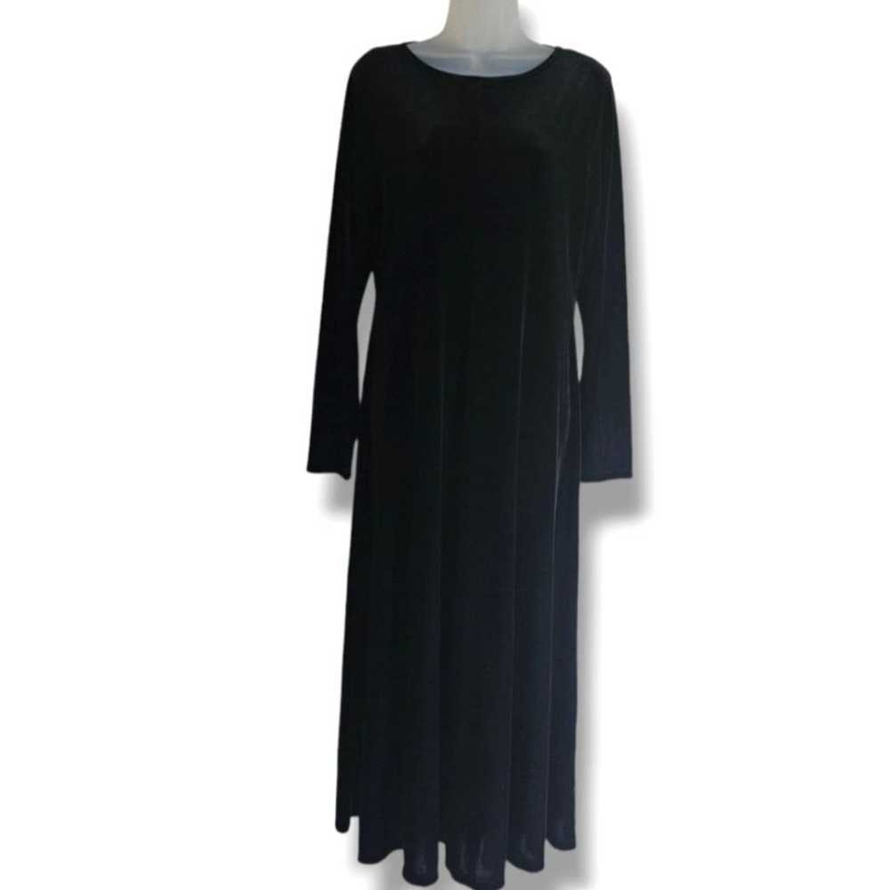 Vintage White Stag Maxi Dress Size M Black Velvet… - image 1