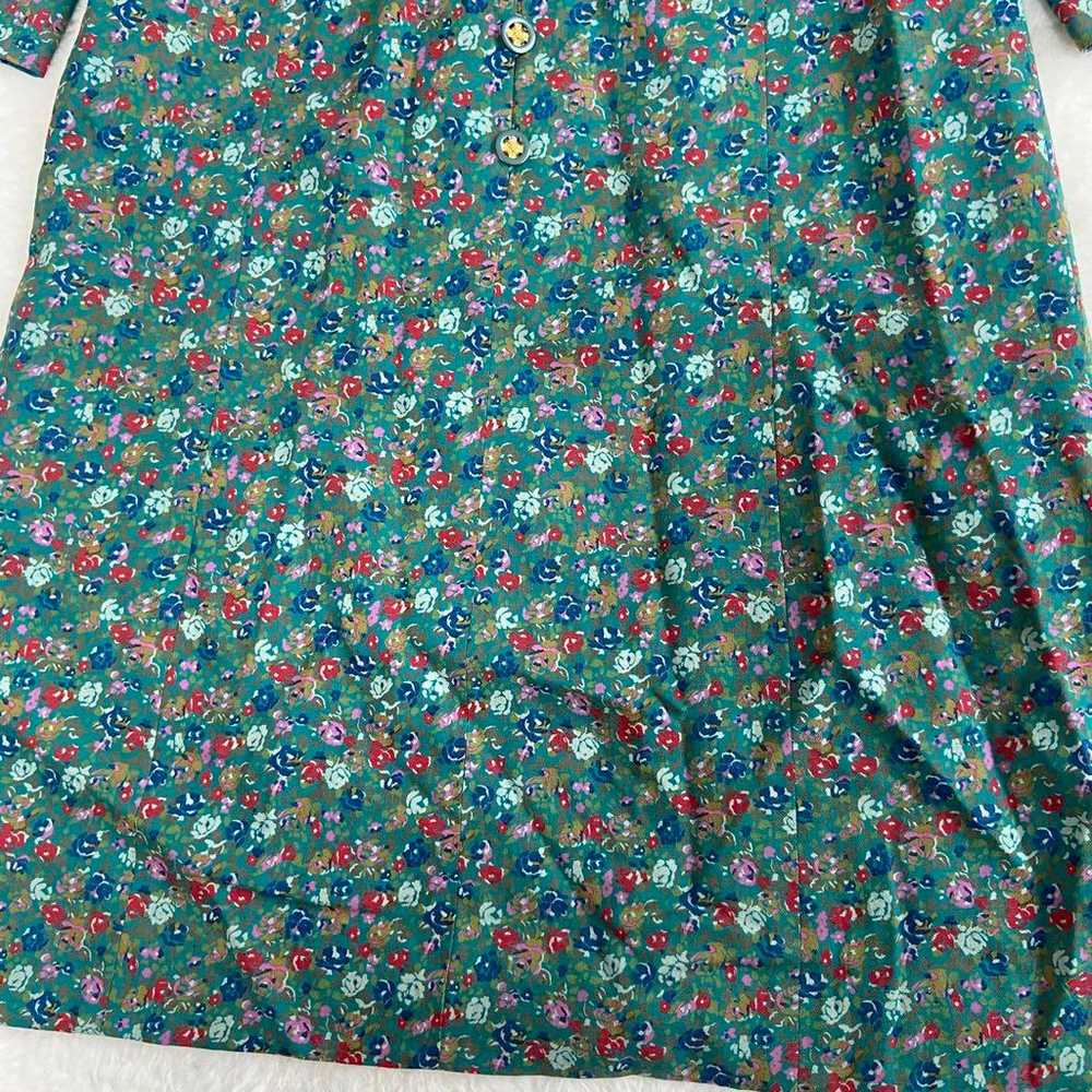 Showa retro one-piece vintage floral flare green - image 2