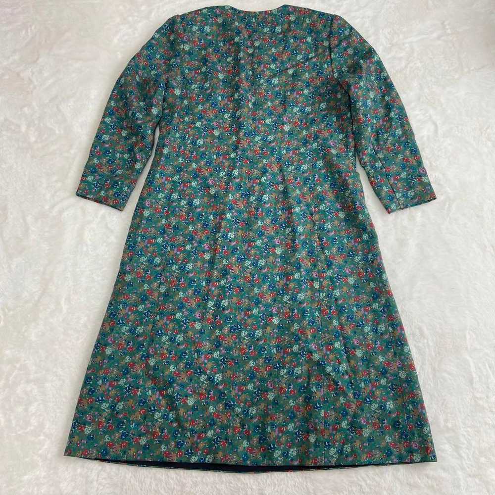 Showa retro one-piece vintage floral flare green - image 7