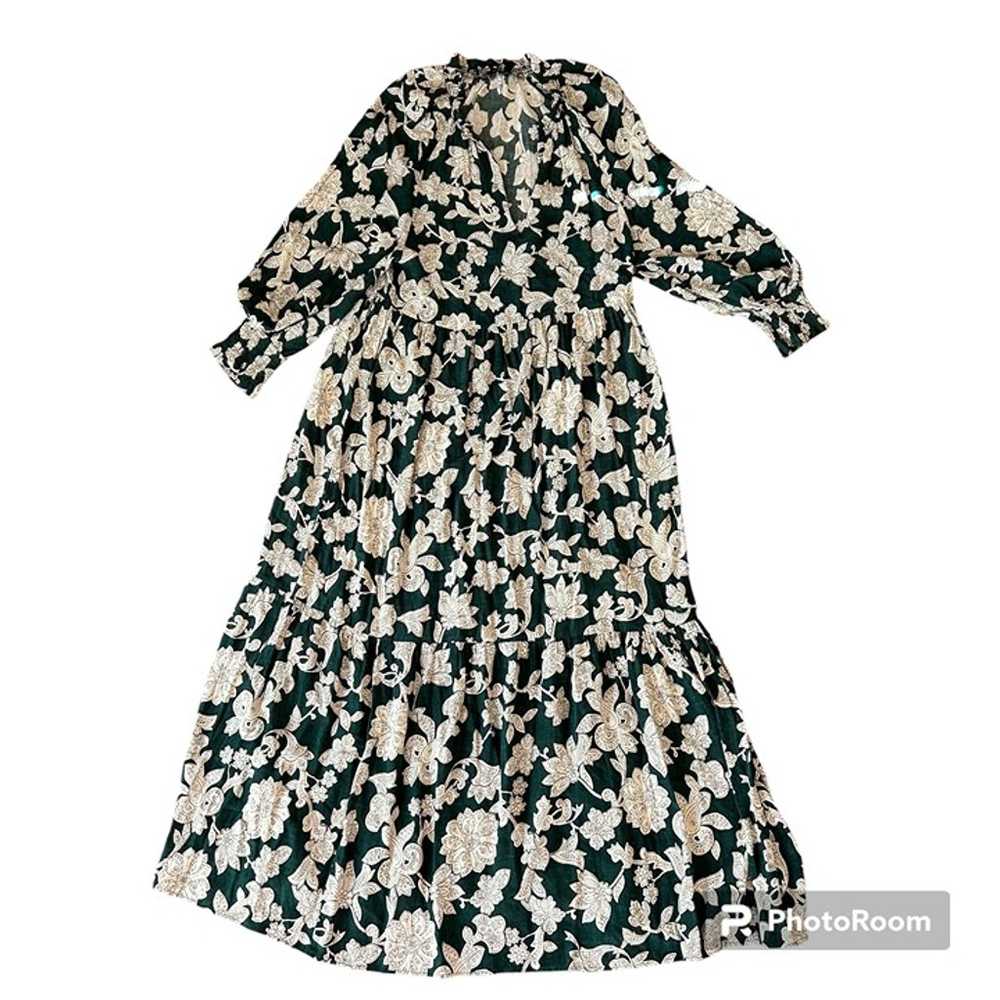 Zara Floral Flowy Boho Oversized Maxi Dress V Nec… - image 12