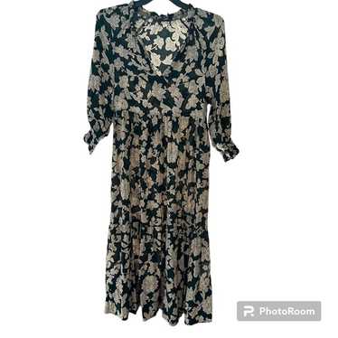 Zara Floral Flowy Boho Oversized Maxi Dress V Nec… - image 1