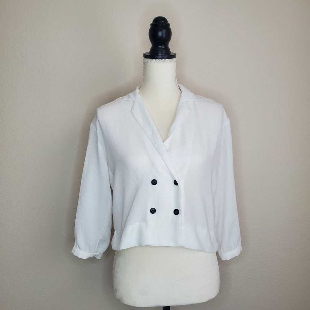 Topshop Topshop White Double Breasted Blouse 2 Pe… - image 1