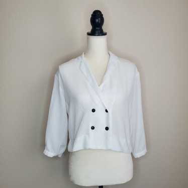 Topshop Topshop White Double Breasted Blouse 2 Pe… - image 1