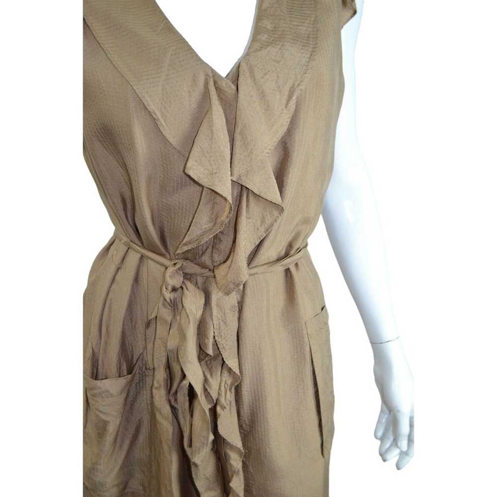 Banana Republic Silk True Wrap Dress 8 Brown Shor… - image 2