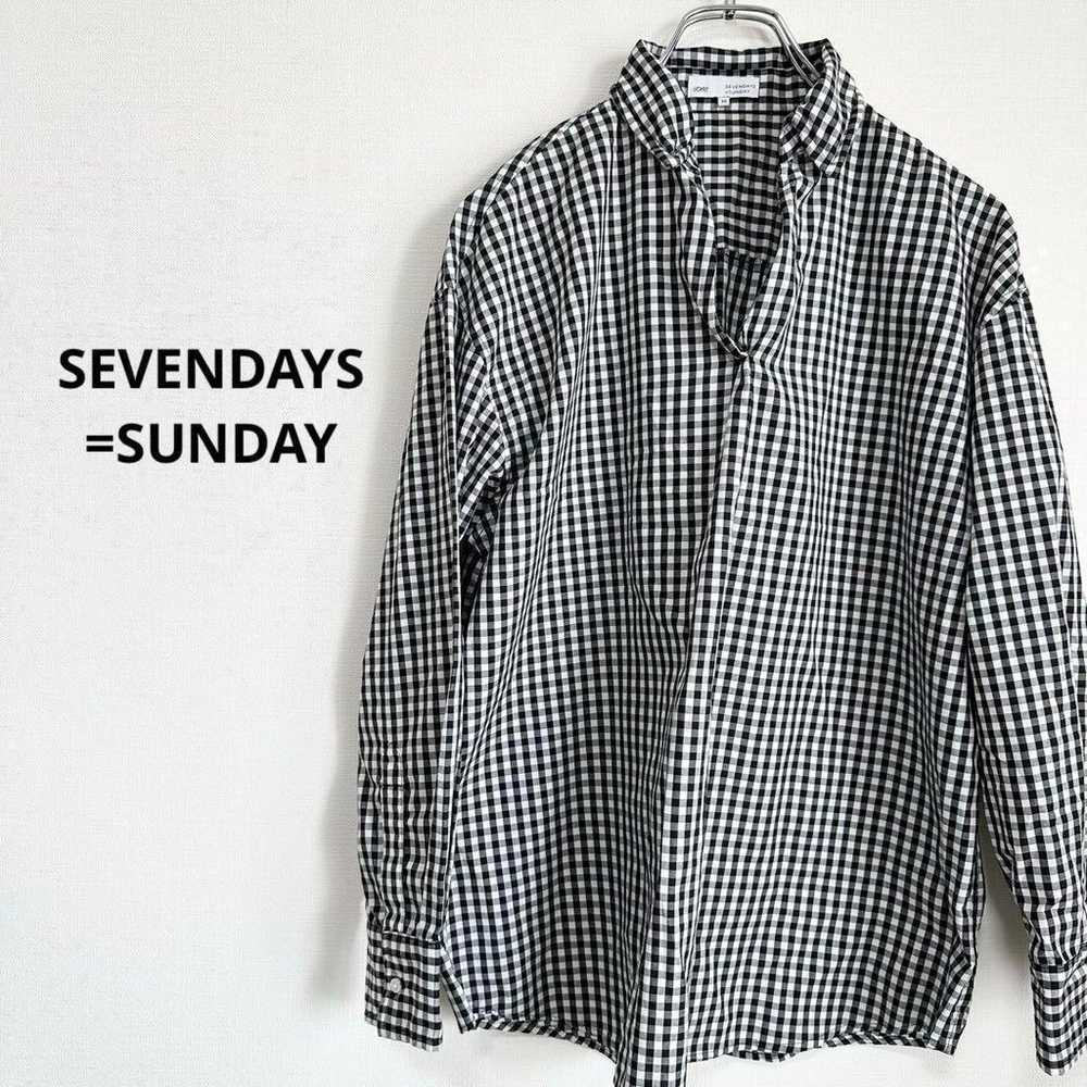 Seven Days Sunday Check Shirt Black and White Lon… - image 1