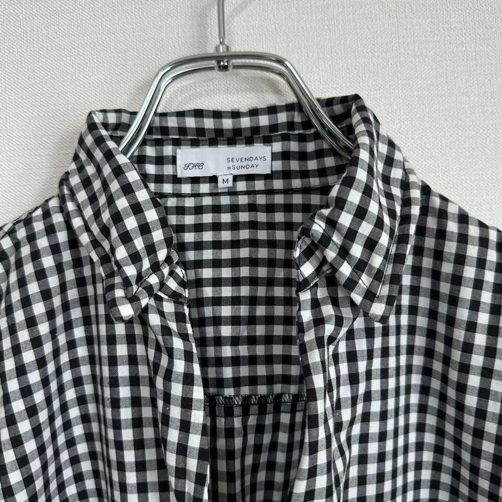 Seven Days Sunday Check Shirt Black and White Lon… - image 4