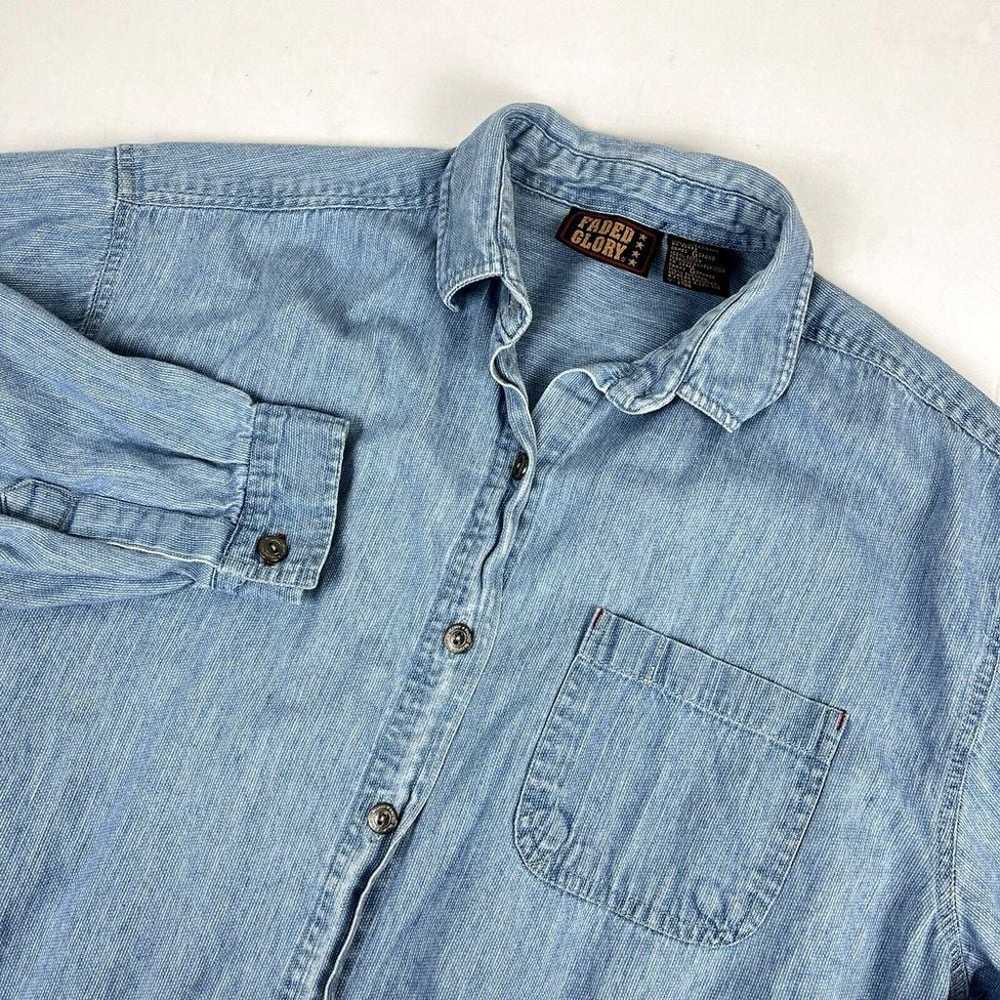 Faded Glory Vintage Y2K Denim Shirt Button Up Top… - image 1