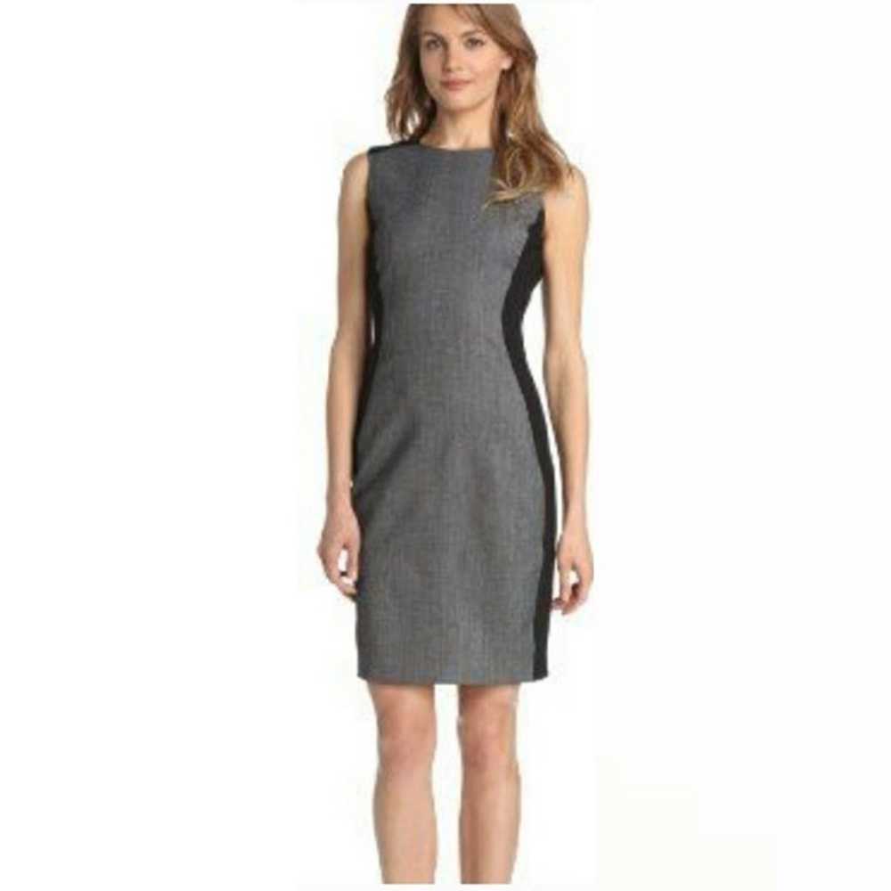 ANN TAYLOR Dress, Gray Black Wool Sleeveless Work… - image 1