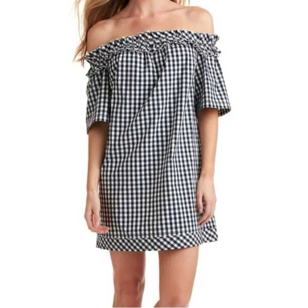 Vineyard Vines Black White Gingham Off Shoulder D… - image 1