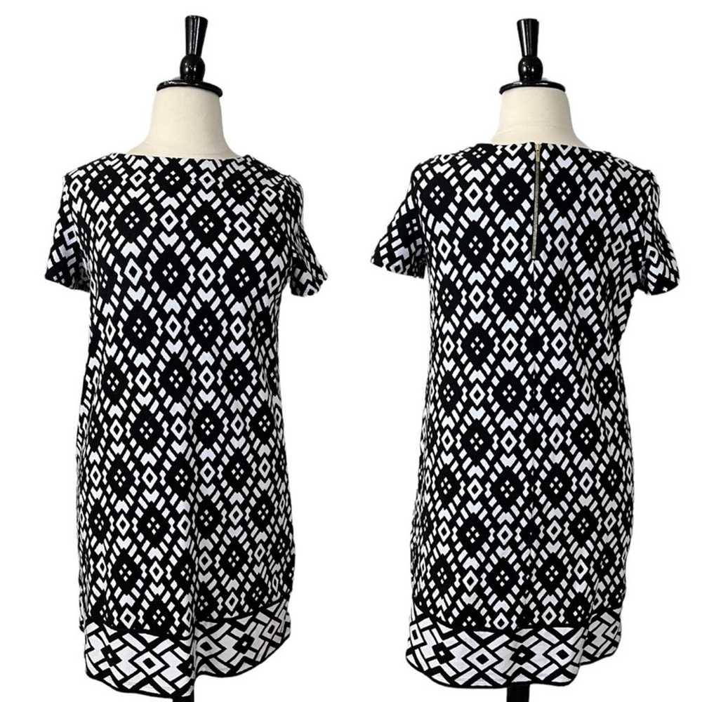 Susan Graver Shift Dress Black White Geometric Pr… - image 10