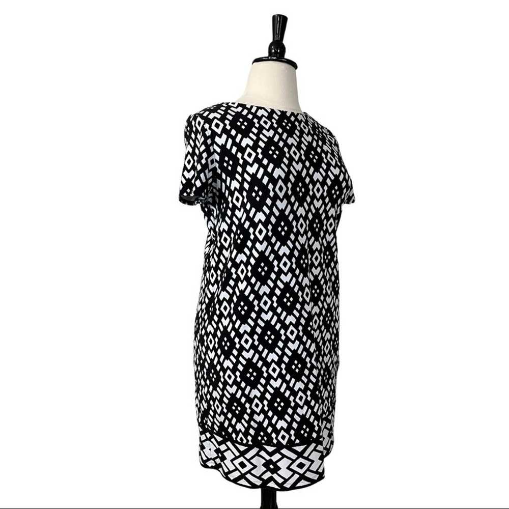 Susan Graver Shift Dress Black White Geometric Pr… - image 2