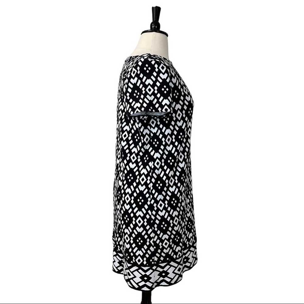 Susan Graver Shift Dress Black White Geometric Pr… - image 3