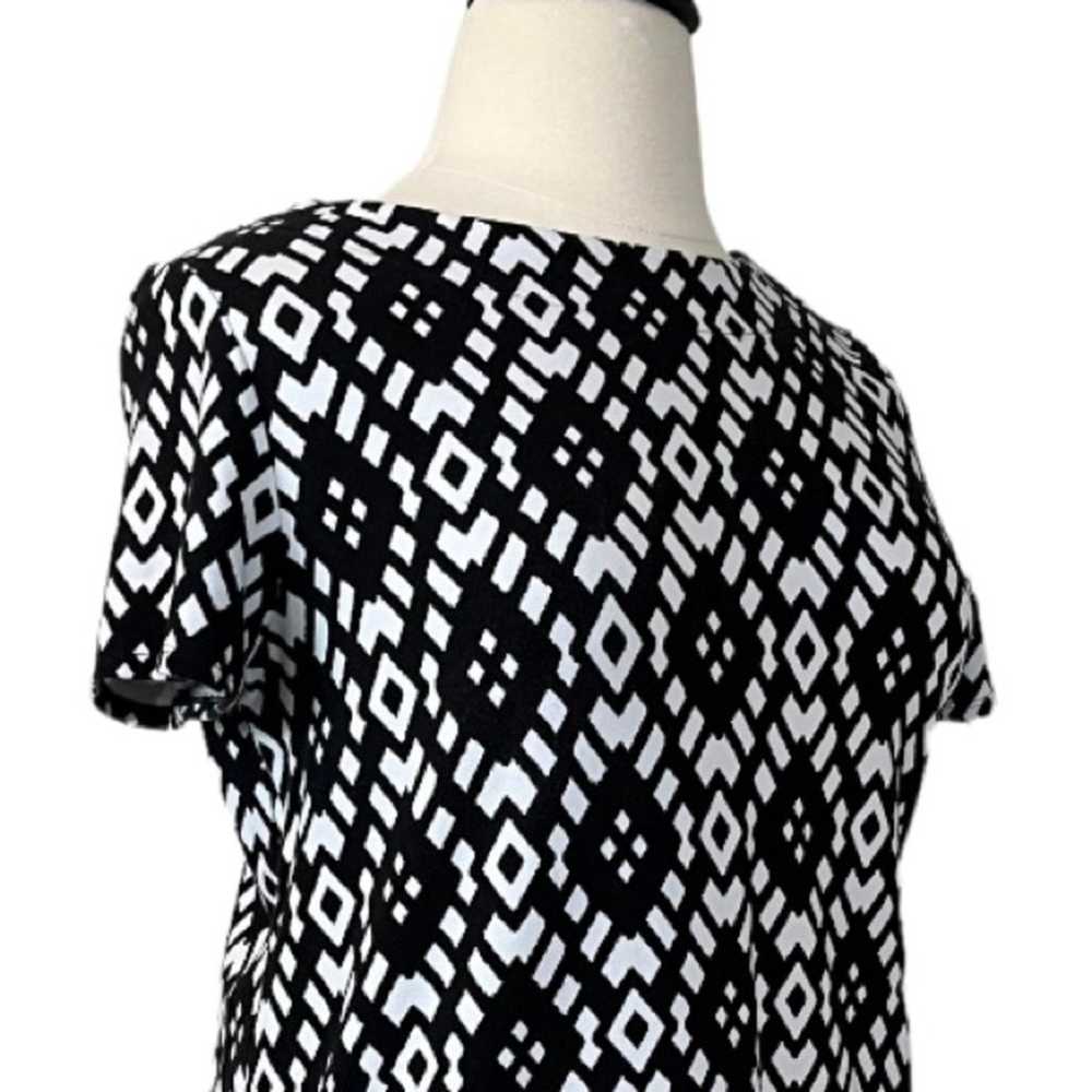 Susan Graver Shift Dress Black White Geometric Pr… - image 6